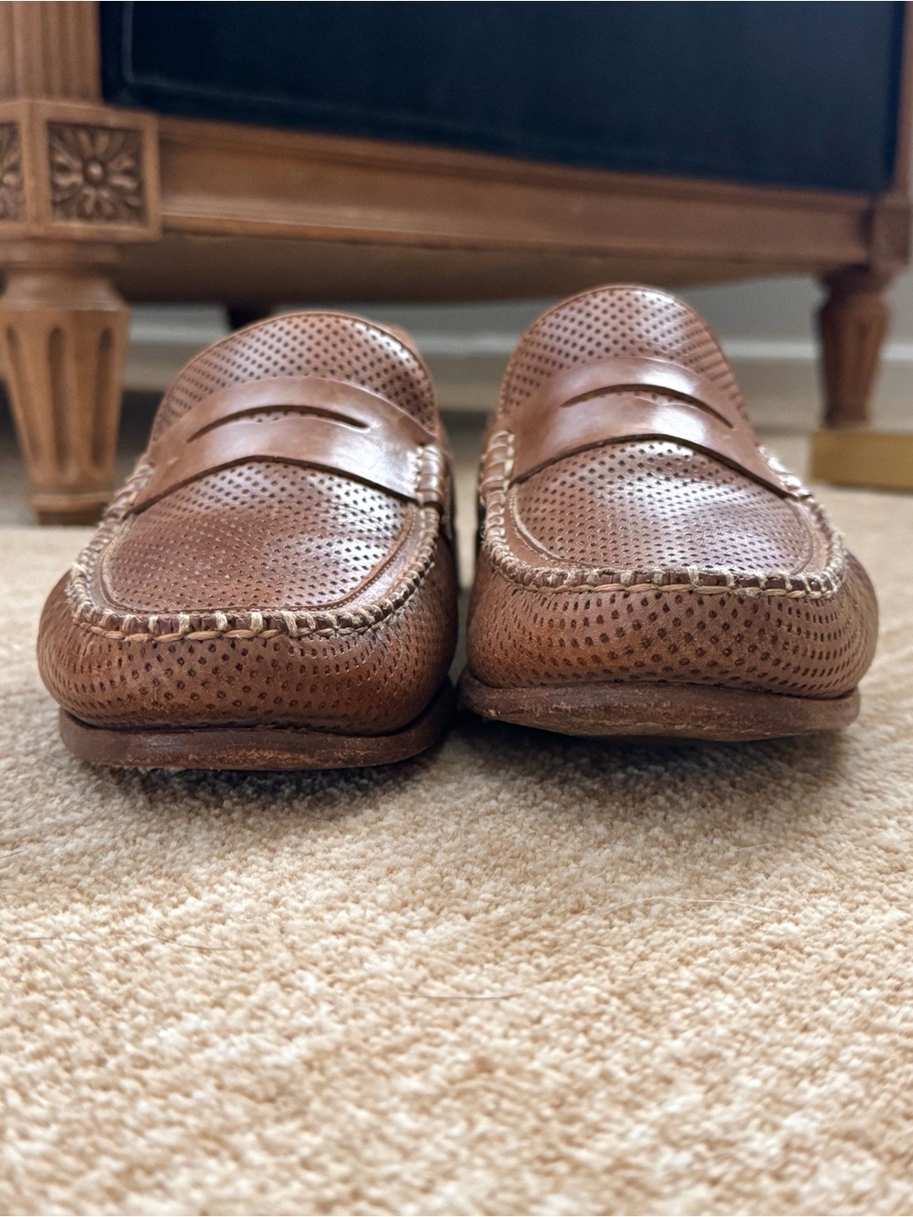 Martin Dingman Perforated Leather Penny Loafers - Picture 7 of 11